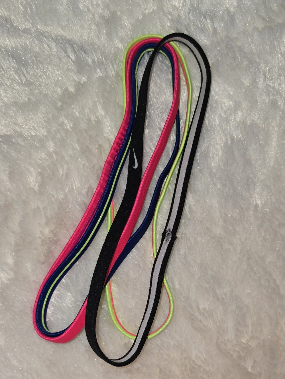 Nike BLACK / Neon Pink, Navy & Yellow Elastic Nonslip Sport Headbands (4)